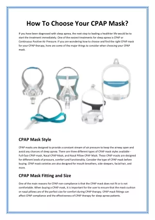 how to choose your cpap mask