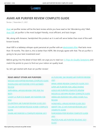 AVARI AIR PURIFIER REVIEW COMPLETE GUIDE