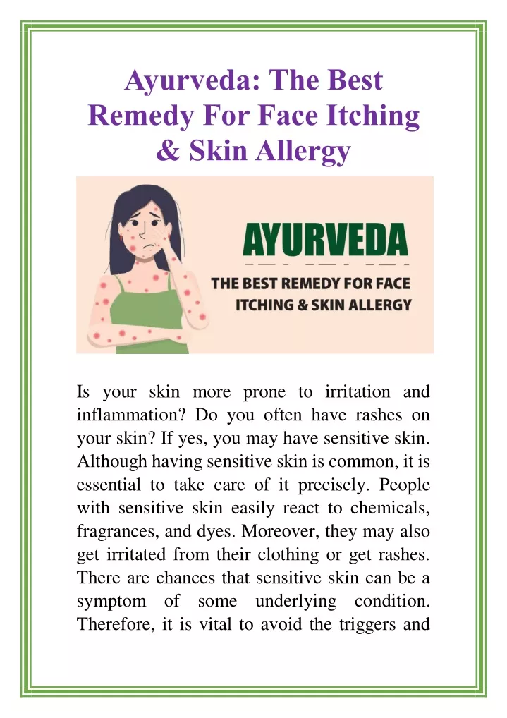 ayurveda the best remedy for face itching skin