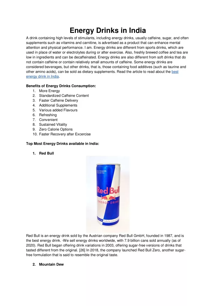 energy drinks in india