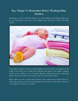 Key Things To Remember Before Washing Baby Clothes