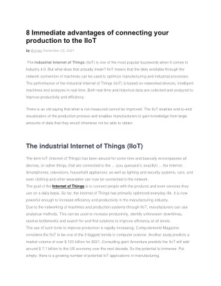 8 Immediate advantages of connecting your production to the IIoT