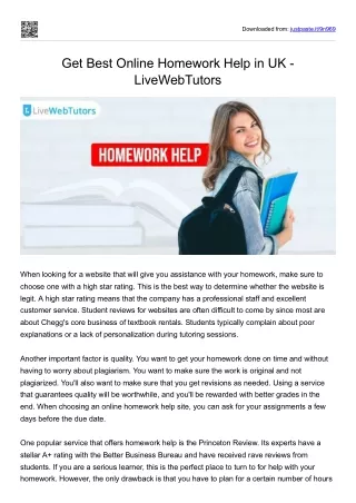 Get Best Online Homework Help in UK - LiveWebTutors