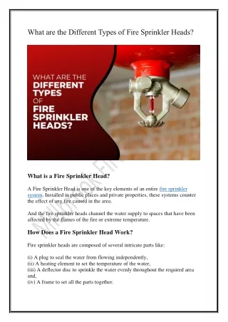 what are the different types of fire sprinkler