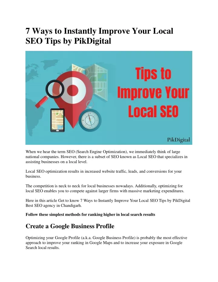 7 ways to instantly improve your local seo tips by pikdigital
