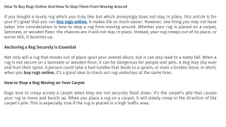 How To Buy Rugs Online And How To Stop Them From Moving Around