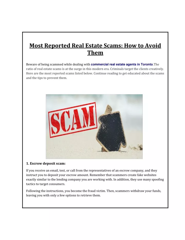 most reported real estate scams how to avoid them