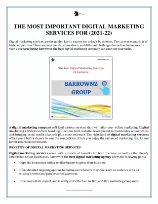 THE MOST IMPORTANT DIGITAL MARKETING SERVICES FOR (2021-22)