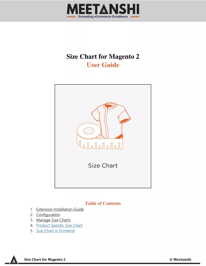 size chart for magento 2 user guide table