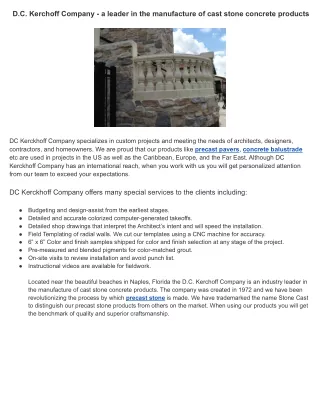 D.C. Kerchoff Company - a leader in the manufacture of cast stone concrete products