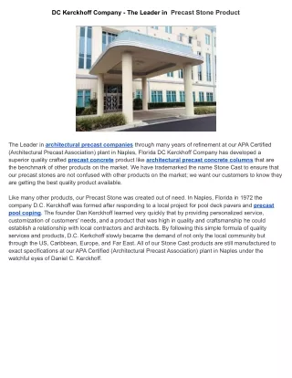 DC Kerckhoff Company - The Leader in  Precast Stone Product