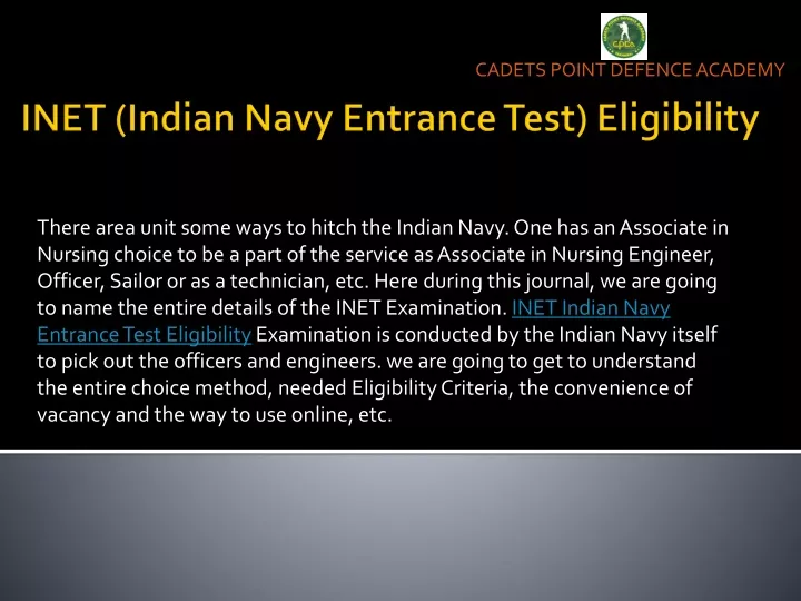 inet indian navy entrance test eligibility