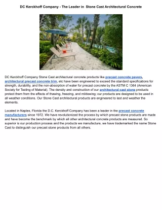 DC Kerckhoff Company - The Leader in  Stone Cast Architectural Concrete