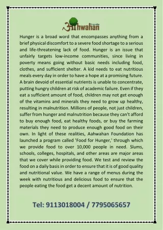 Food Distribution By Aahwahan Foundation