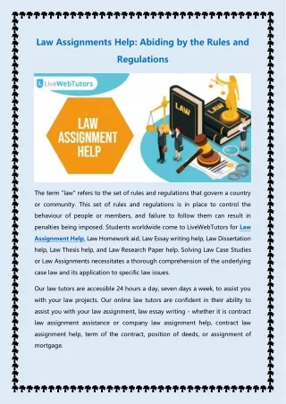 law assignments help abiding by the rules and