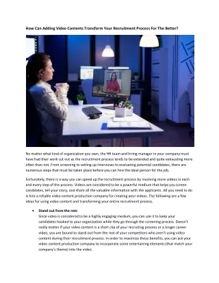 How Can Adding Video Contents Transform Your Recruitment Process For The Better