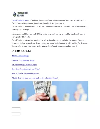 Crowdfunding Scams | Financial Fund Recovery