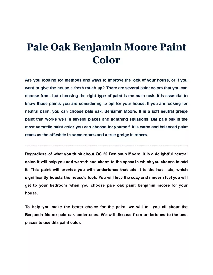 pale oak benjamin moore paint color