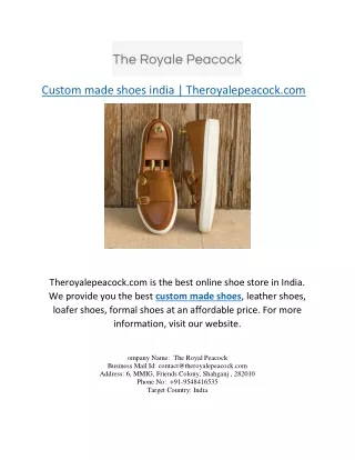 Custom made shoes india | Theroyalepeacock.com