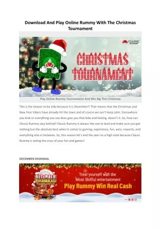 Download And Play Online Rummy With The Christmas Tournament