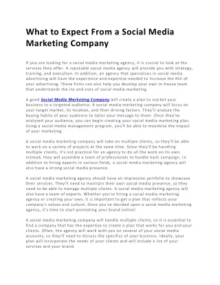 What to Expect From a Social Media Marketing Company