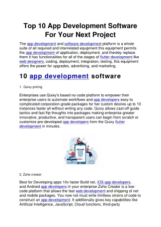 top 10 app development software for your next