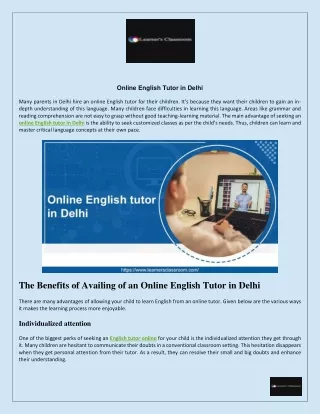 Online English Tutor in Delhi