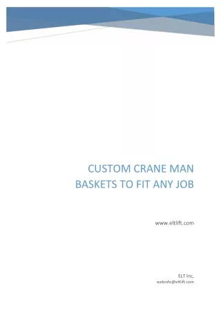 Custom Crane Man Baskets To Fit Any Job - ELT Inc