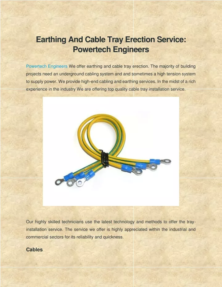 earthing and cable tray erection service