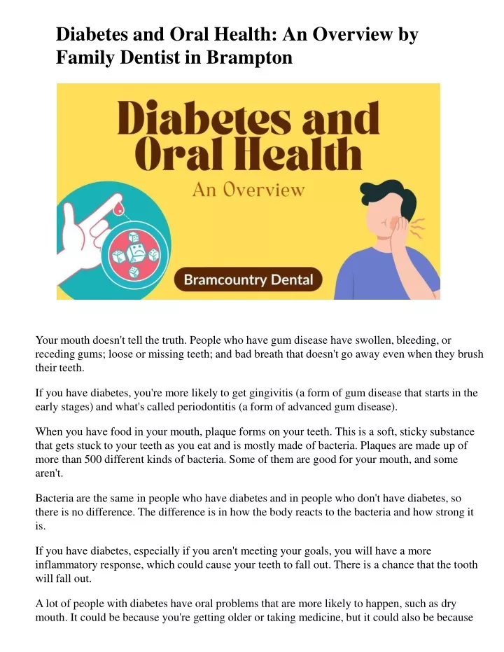 diabetes and oral health an overview by family dentist in brampton