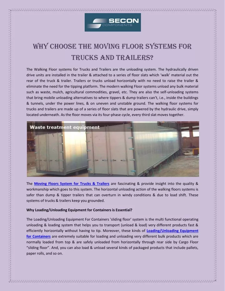 why choose the moving floor systems for trucks