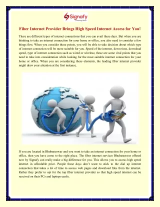Fiber Internet Provider Brings High Speed Internet Access for You
