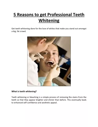 5 Reasons to Get Professional Teeth Whitening - Woolwich Dental Group