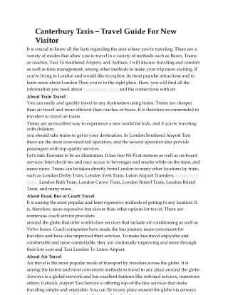 canterbury taxis travel guide for new visitor