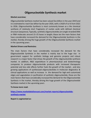 oligonucleotide synthesis market