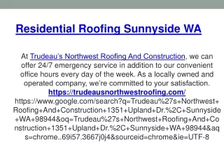 Residential Roofing Sunnyside WA