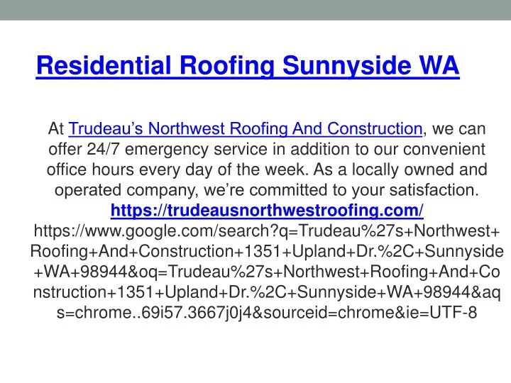 residential roofing sunnyside wa