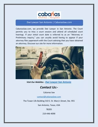 Dwi Lawyer San Antonio | Cabanaslaw.com