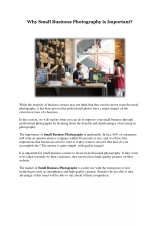 Why Small Business Photography is Important?