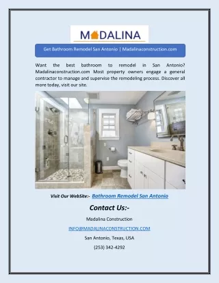 Get Bathroom Remodel San Antonio | Madalinaconstruction.com