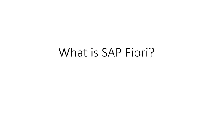 what is sap fiori