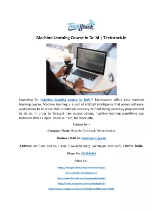 Machine Learning Course in Delhi | Techstack.in
