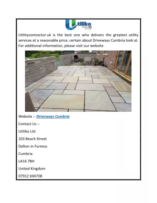 Driveways Cumbria  Utilitycontractor.uk