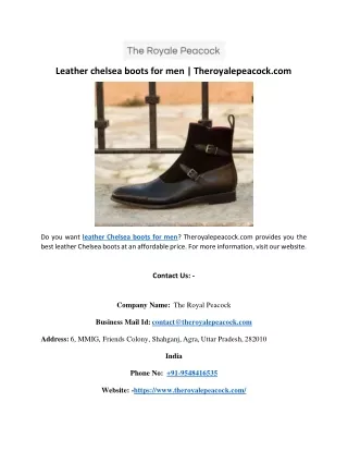 Leather chelsea boots for men | Theroyalepeacock.com