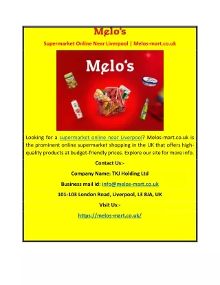 Supermarket Online Near Liverpool | Melos-mart.co.uk