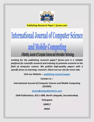 Publishing Research Paper  Ijcsmc.com