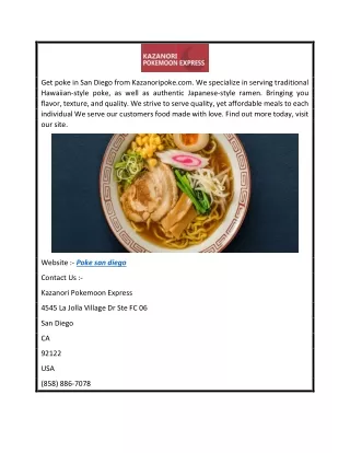Poke san diego  kazanoripoke.com