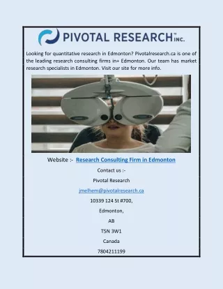 Research Consulting Firm in Edmonton | Pivotalresearch.ca