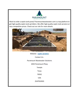 want to order a septic tank pump