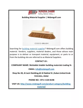 Building Material Supplier | Msbmgulf.com